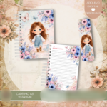 Arquivo Caderno A5 Menina Floral