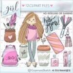 Kit Digital Menina Acessorios Clipart