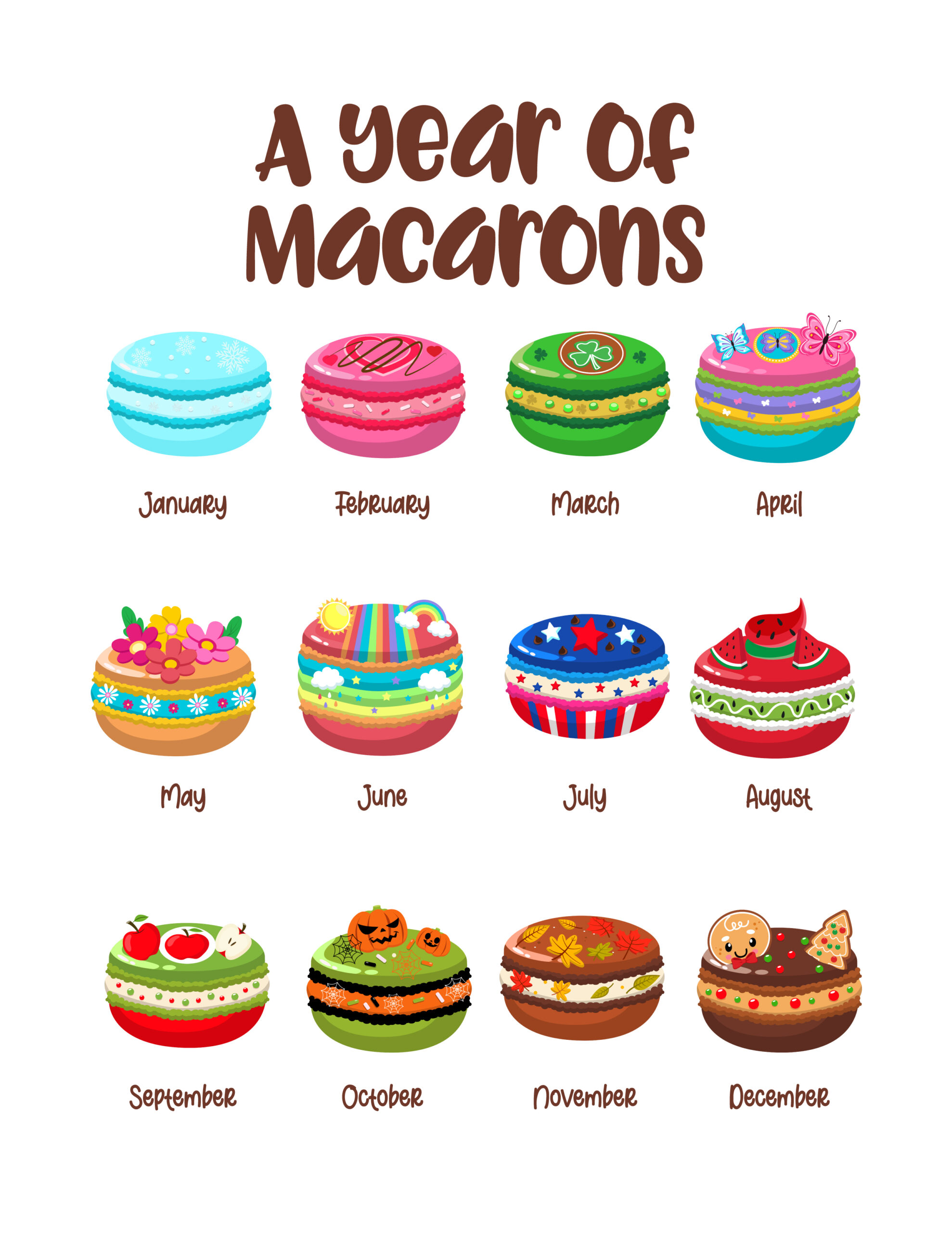 A Year of Macarons Kit Digital Macarrons - Imagem 1