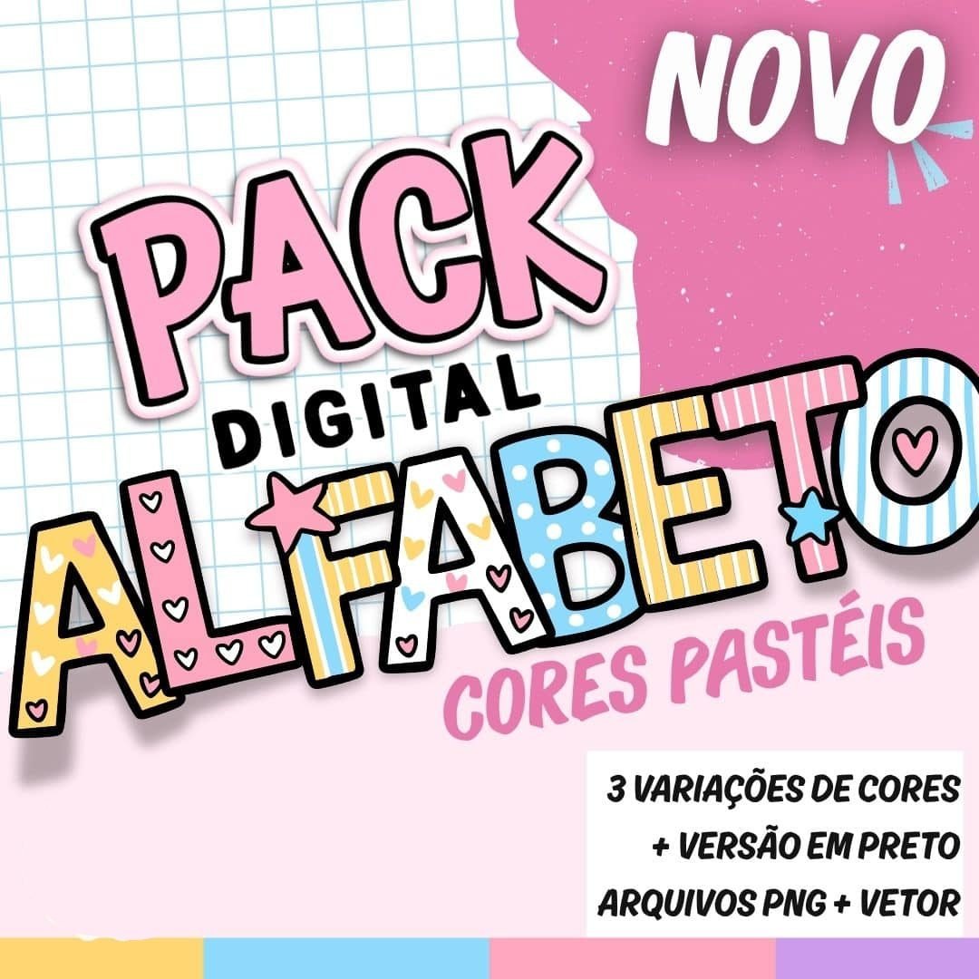 ALFABETO CORES PASTÉIS (MENINA) Kit Digital Alfabeto Cores Pastel - Imagem 1