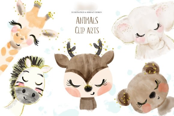 ANIMAIS AQUARELA Arquivo Kit Digital ANIMAIS AQUARELA - Imagem 1