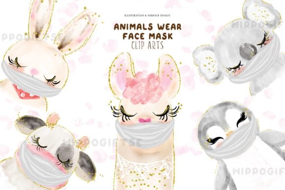 ANIMAIS COM MÁSCARA AQUARELA Arquivo Kit Digital ANIMAIS DIA DOS NAMORADOS - Imagem 1