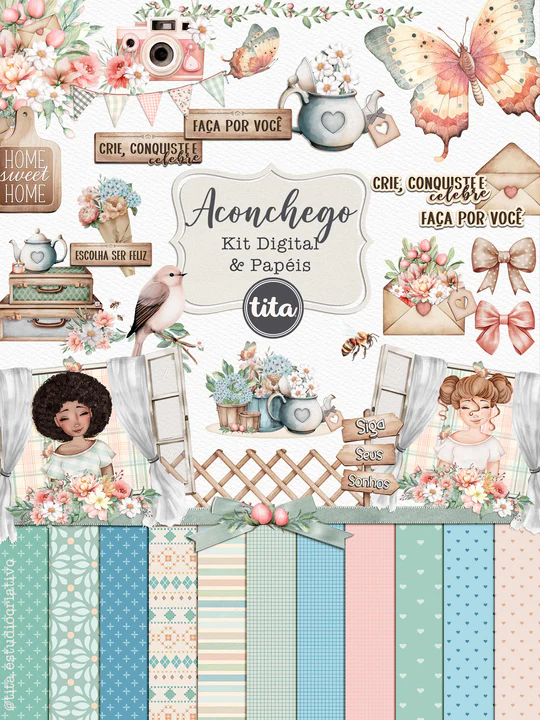 Aconchego - Combo Ilustrações Kit Digital Floral Aconchego - Imagem 1