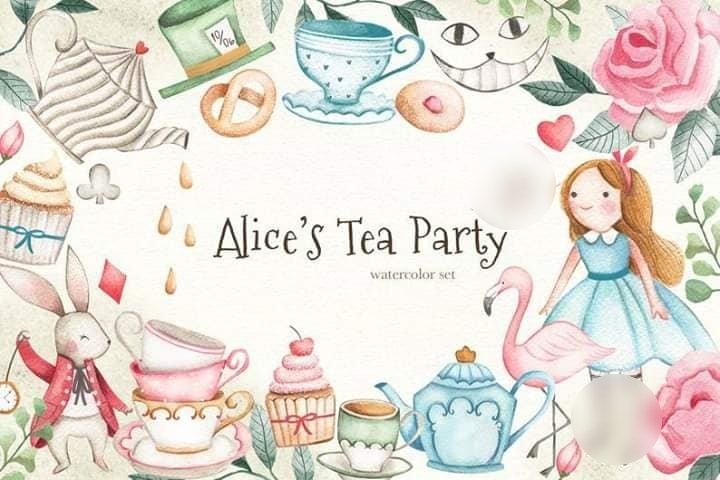 Alice_39_s_Tea_Party Arquivo Kit Digital Alice no País das Maravilhas - Imagem 1