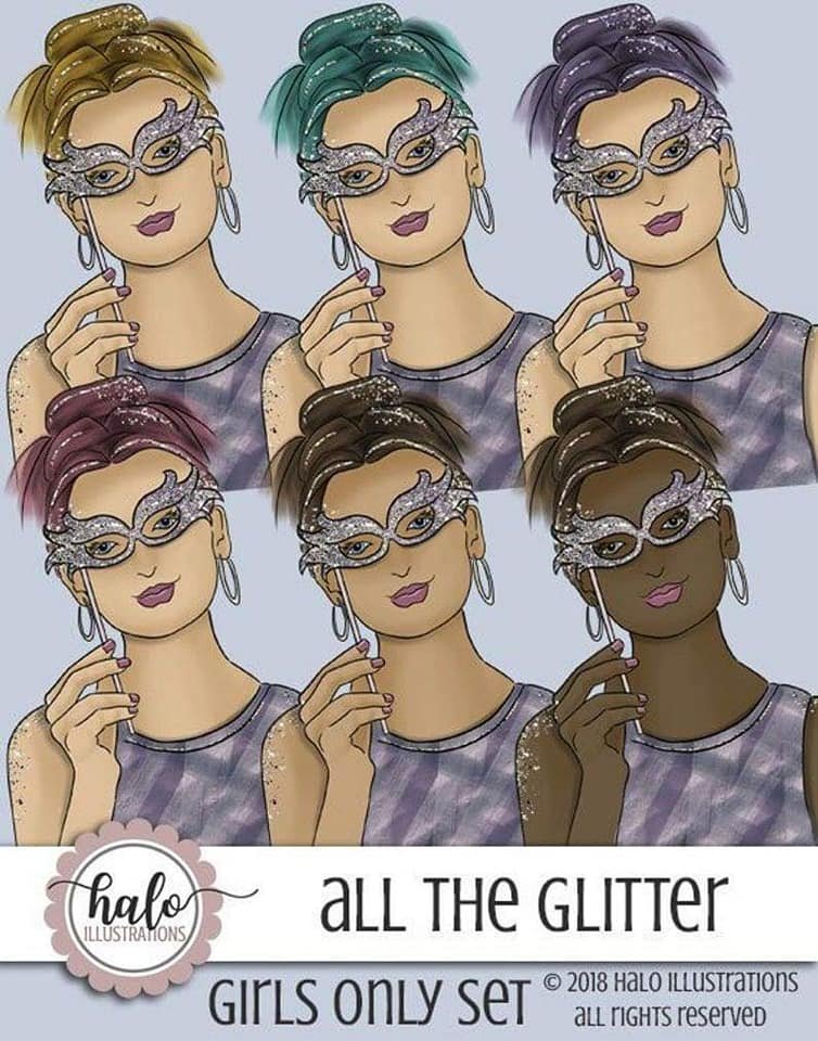 All The Glitter Girls Only-Halo Kit Digital Mascaras Fantasia - Imagem 1