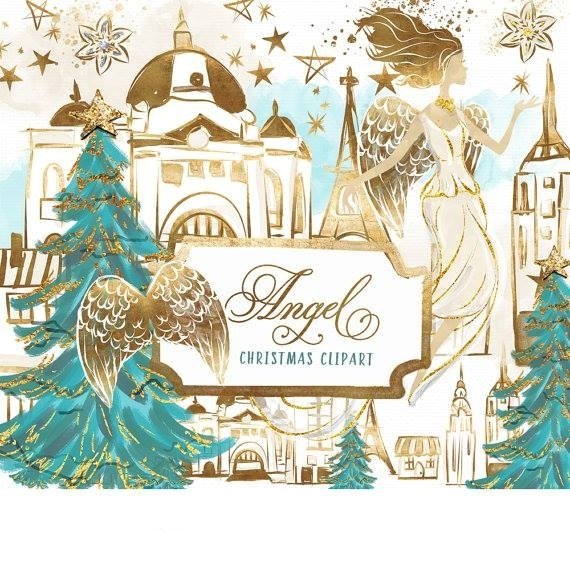 Angel Christmas Clipart Kit Digital Meninas Feliz Aniversario - Imagem 1