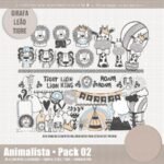 Kit Digital Animais Safari Mininalista