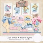 Kit Digital Chá Revelação Arca de Noé
