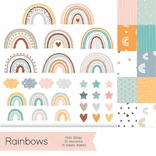 Arco iris boho Kit Digital Arco Iris Boho - Imagem 1