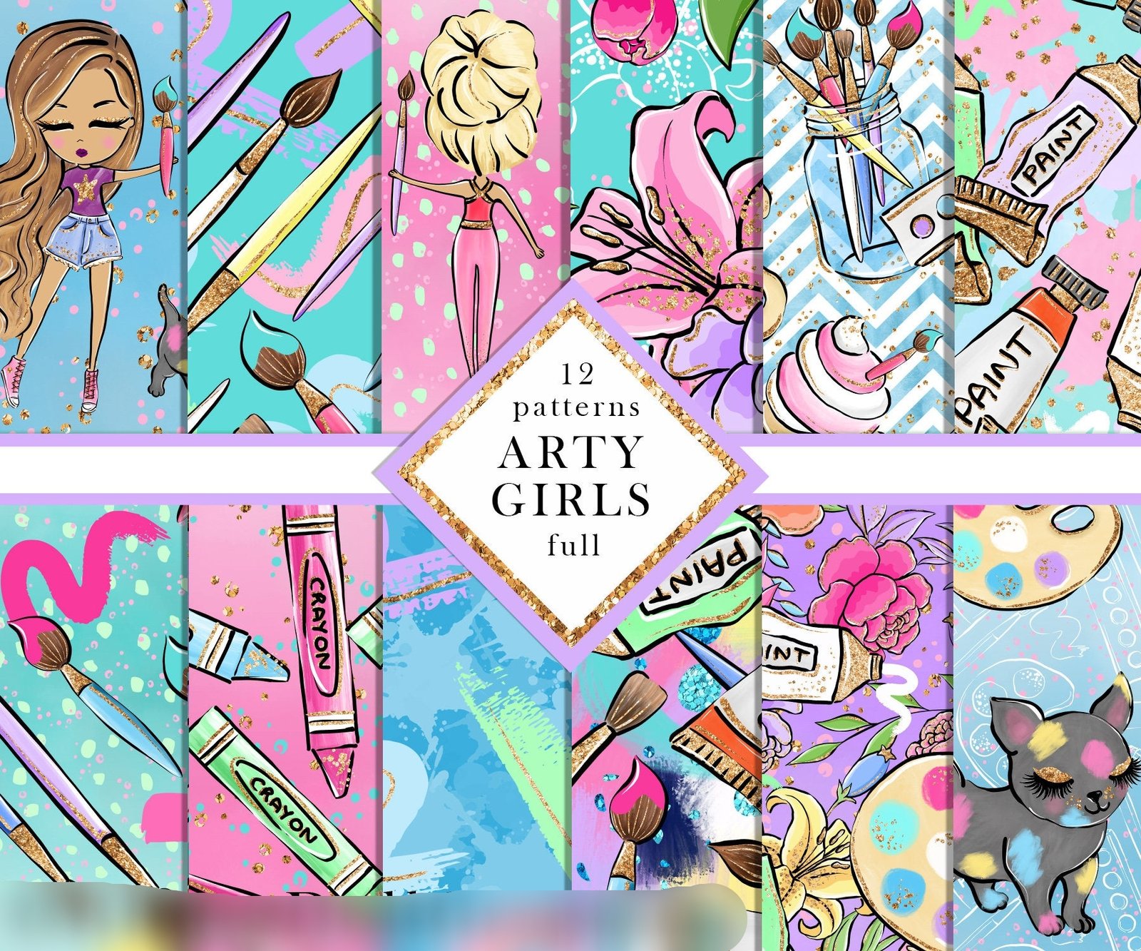 Arty Girls Paper Arquivo Kit Digital Pintora 2 - Imagem 1