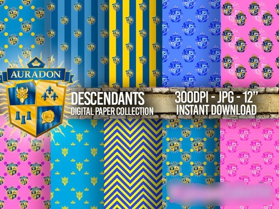 Auradon Prep. Disney Descendants Kit Digital Papeis Descendentes - Imagem 1