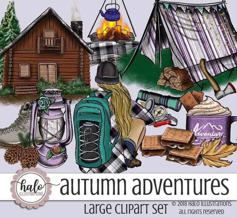 Autumn Adventures-Halo Kit Digital Aventuras de Outono Acampamento - Imagem 1