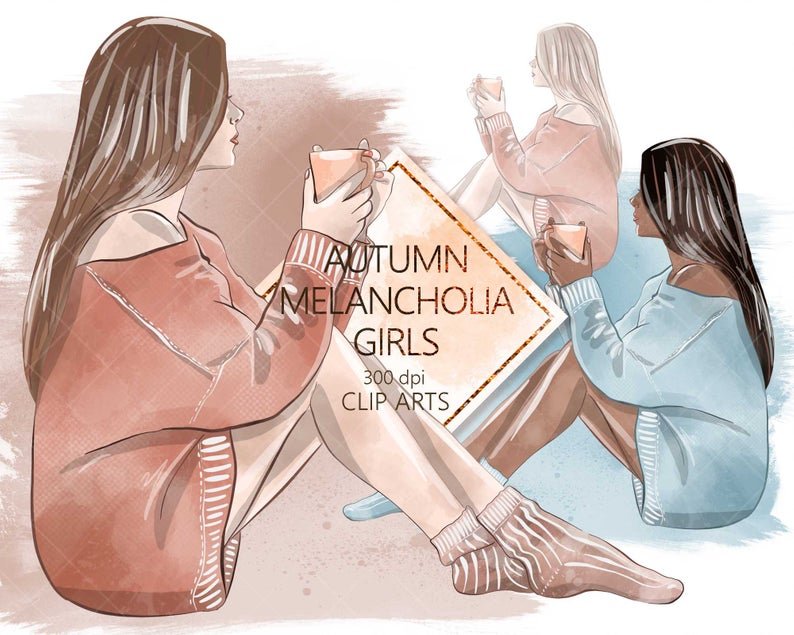 AutumnMelancholiaGirls Kit Digital Garotas Melancolicas no Outono - Imagem 1