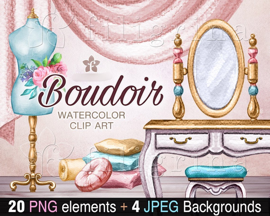 BOUDOIR Arquivo Kit digital Acessórios de Ambiente Femininos - Imagem 1