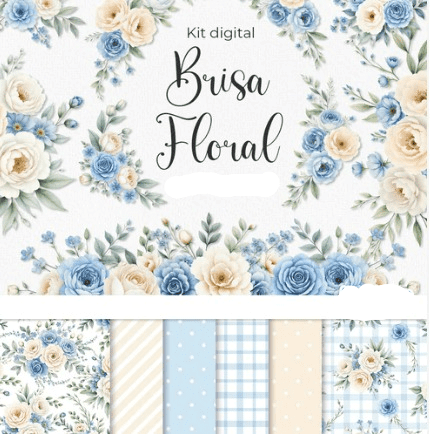 BRISA FLORAL AZUL Kit Digital Brisa Floral Azul - Imagem 1