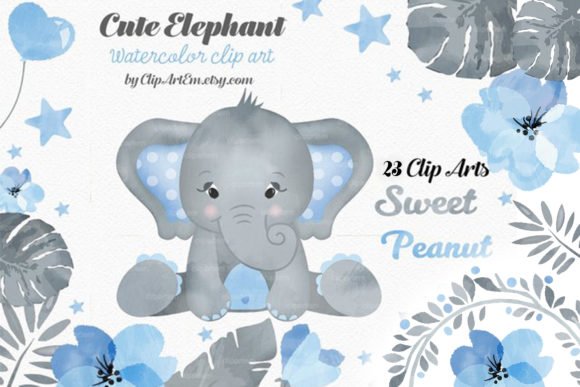 Baby Elephant Purple Girl Kit Digital Elefante Baby Menino - Imagem 1
