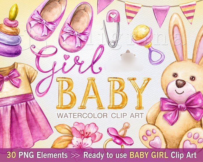 Baby Girl Arquivo Kit digital Bebê Rosa - Imagem 1