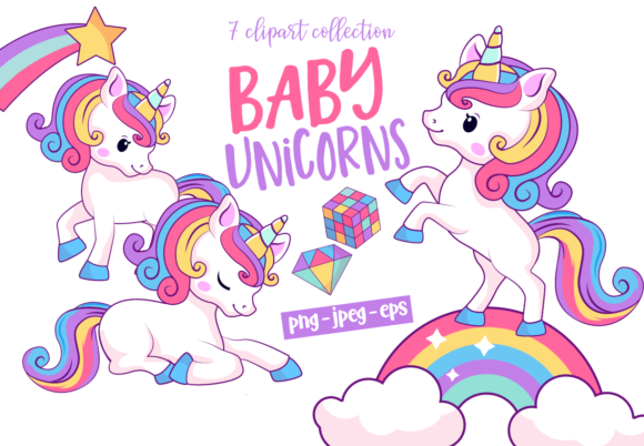Baby Magical Unicorns Kit Digital Baby Unicornio - Imagem 1