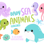 Kit Digital Baby Animal Marinho