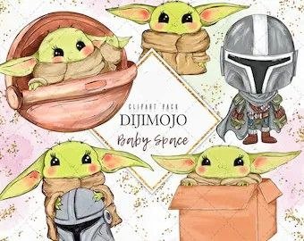 Baby Yoda 1 Clipart Kit Digital Baby Sparce - Imagem 1