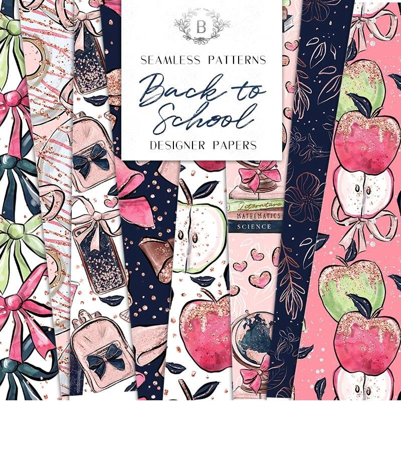 Back To School DP Kit Digital Papeis Volta as Aulas Pink - Imagem 1