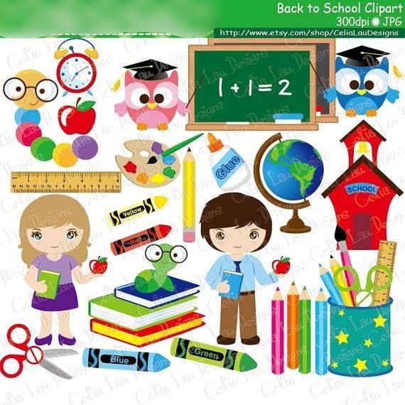 Back to School Clipart_Celia Lau Kit Digital Escola - Imagem 1