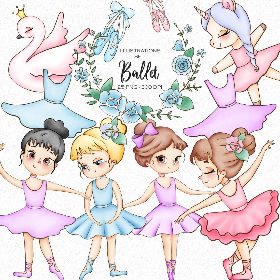 Ballet Meninas Kit Digital Coelhinhos Fofos - Imagem 1