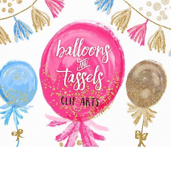 Balloons _ Tassels Clip Art Kit Digital Balões Clipart - Imagem 1