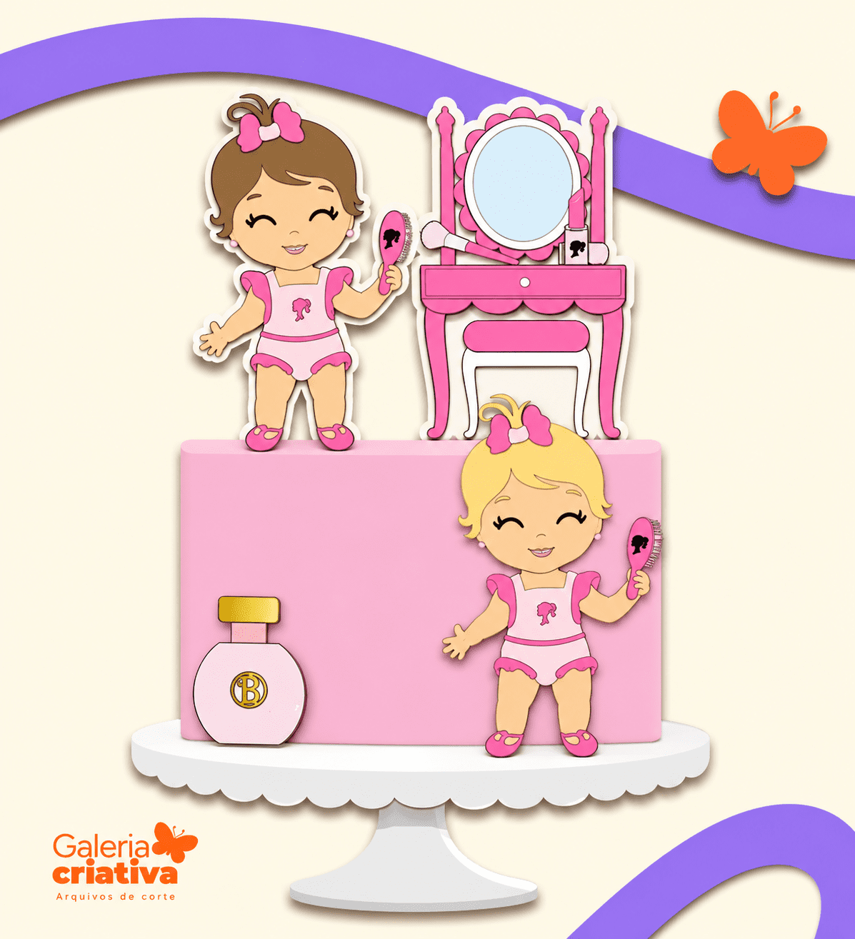 Barbie Baby Penteadeira Arquivo Topo de Bolo Barbie Baby Penteadeira - Imagem 1