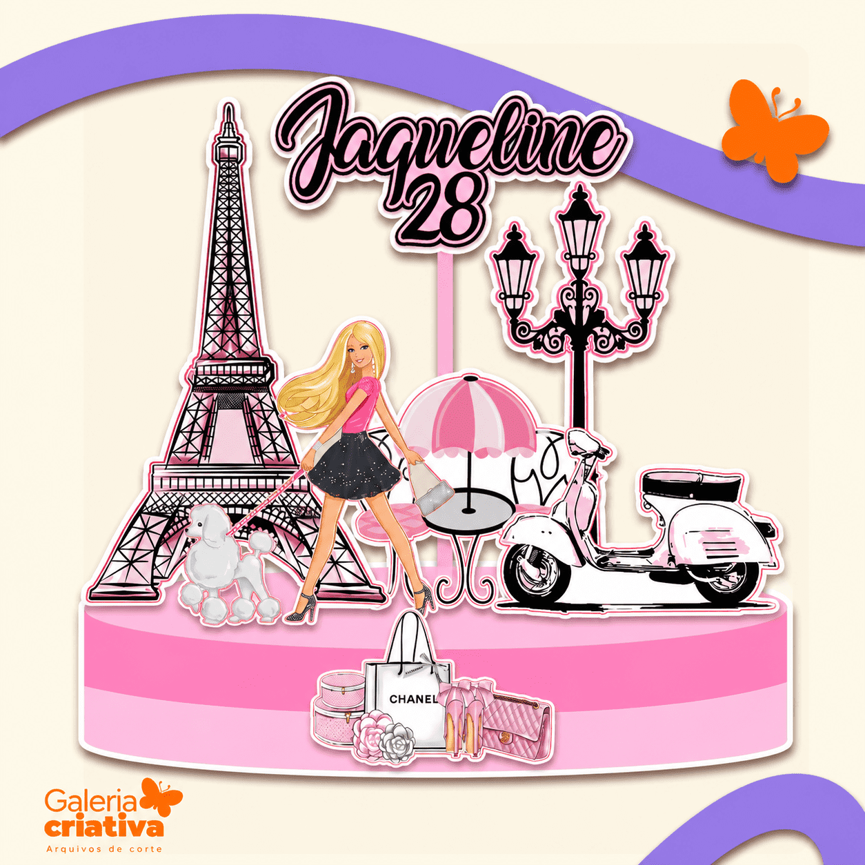 Barbie Paris Arquivo Topo de Bolo Barbie Paris - Imagem 1