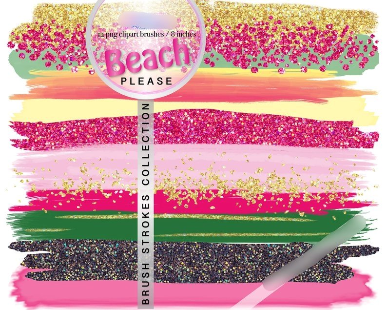 Beach Please Brush Strokes-Gaynor Kit Digital Planner das Garotas - Imagem 1