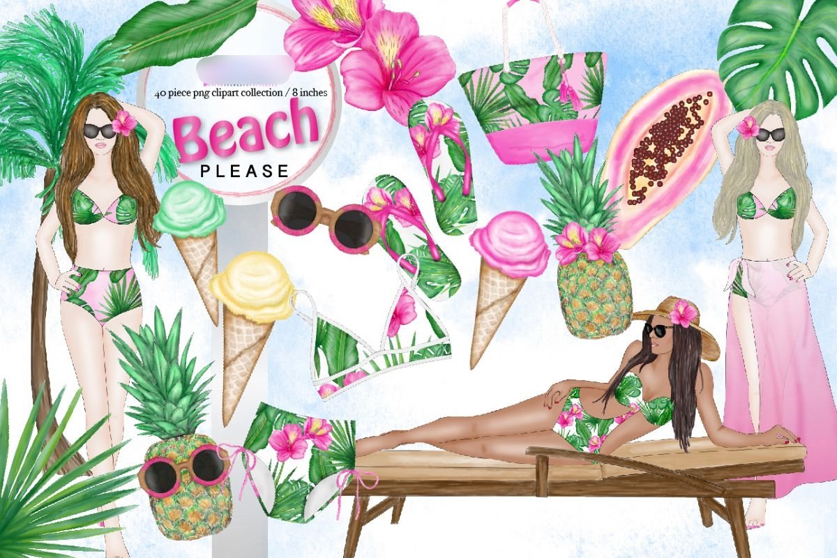 Beach Please-Gaynor Kit Digital Alpacas e Ilhamas - Imagem 1