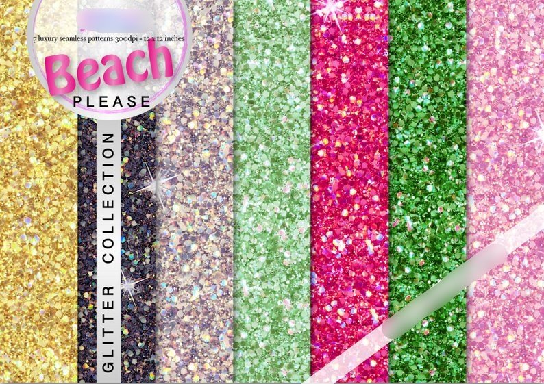 Beach Please Glitter PP-Gaynor Kit Digital Papeis Planner das Garotas - Imagem 1