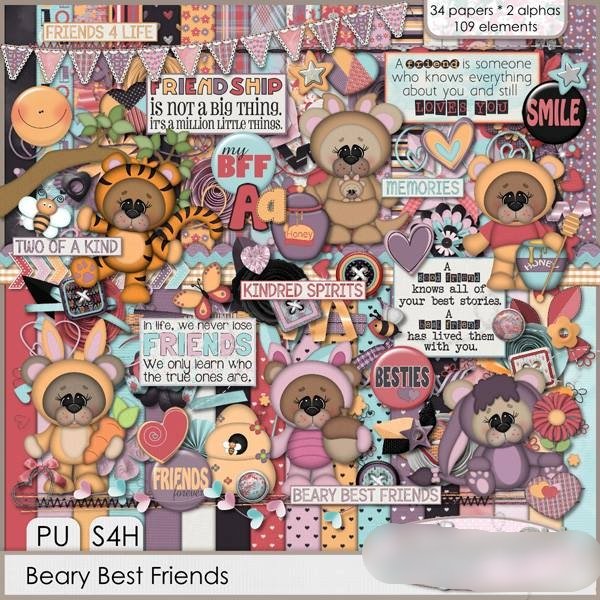Beary Best Friends Kit Digital Ursinhos Melhores Amigos - Imagem 1