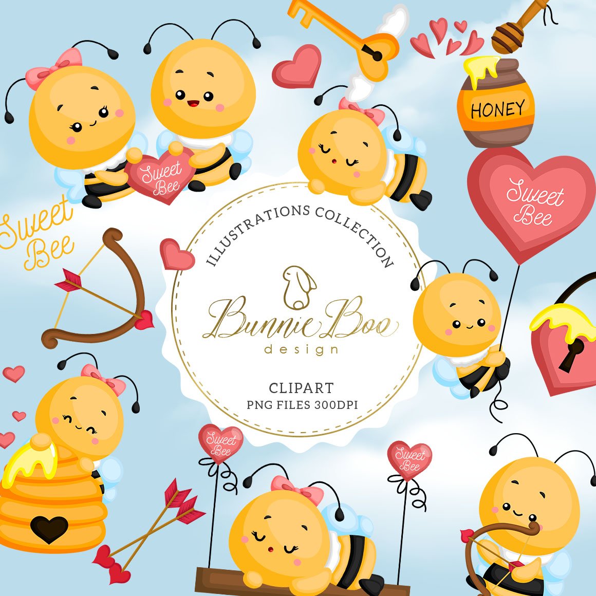 Bee Kit Digital Abelhinhas Cupidos - Imagem 1
