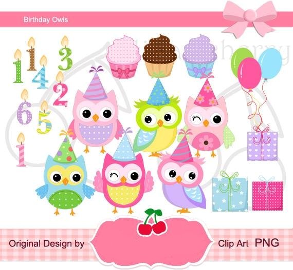 Birthday Owls Kit Digital Aniversário Corujinhas - Imagem 1