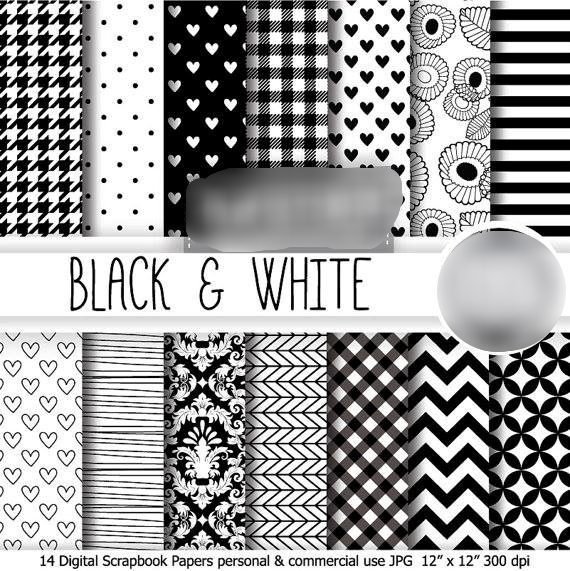 Black _ White Kit Digital Papeis Preto e Branco - Imagem 1