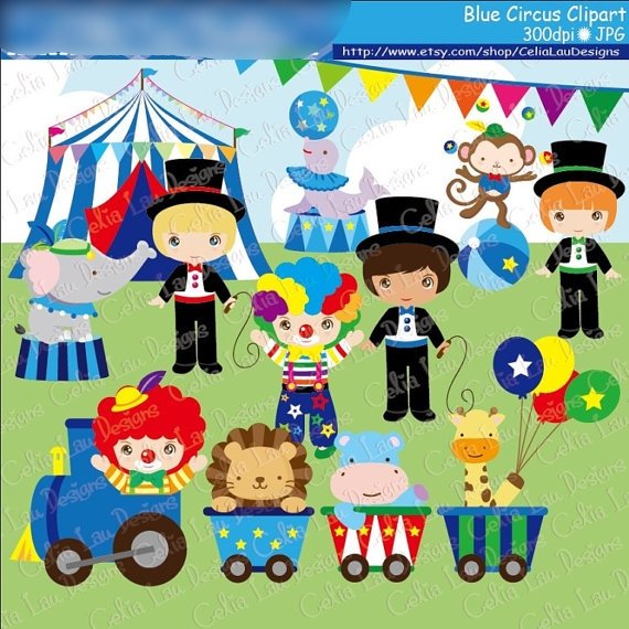 Blue Circus Clipart_Celia Lau Kit Digital Circo Azul - Imagem 1