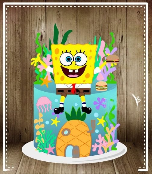 Bob Esponja em Camadas 2 Arquivo Topo de Bolo Bob Esponja em Camadas 2 - Imagem 1