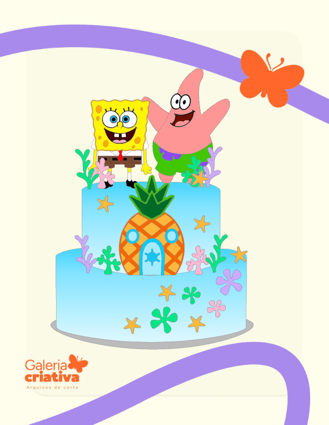 Bob Esponja em Camadas 3 Arquivo Topo de Bolo Bob Esponja em Camadas 3 - Imagem 1