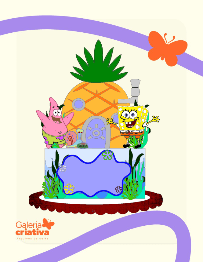 Bob Esponja em Camadas 4 Arquivo Topo de Bolo Bob Esponja em Camadas 4 - Imagem 1