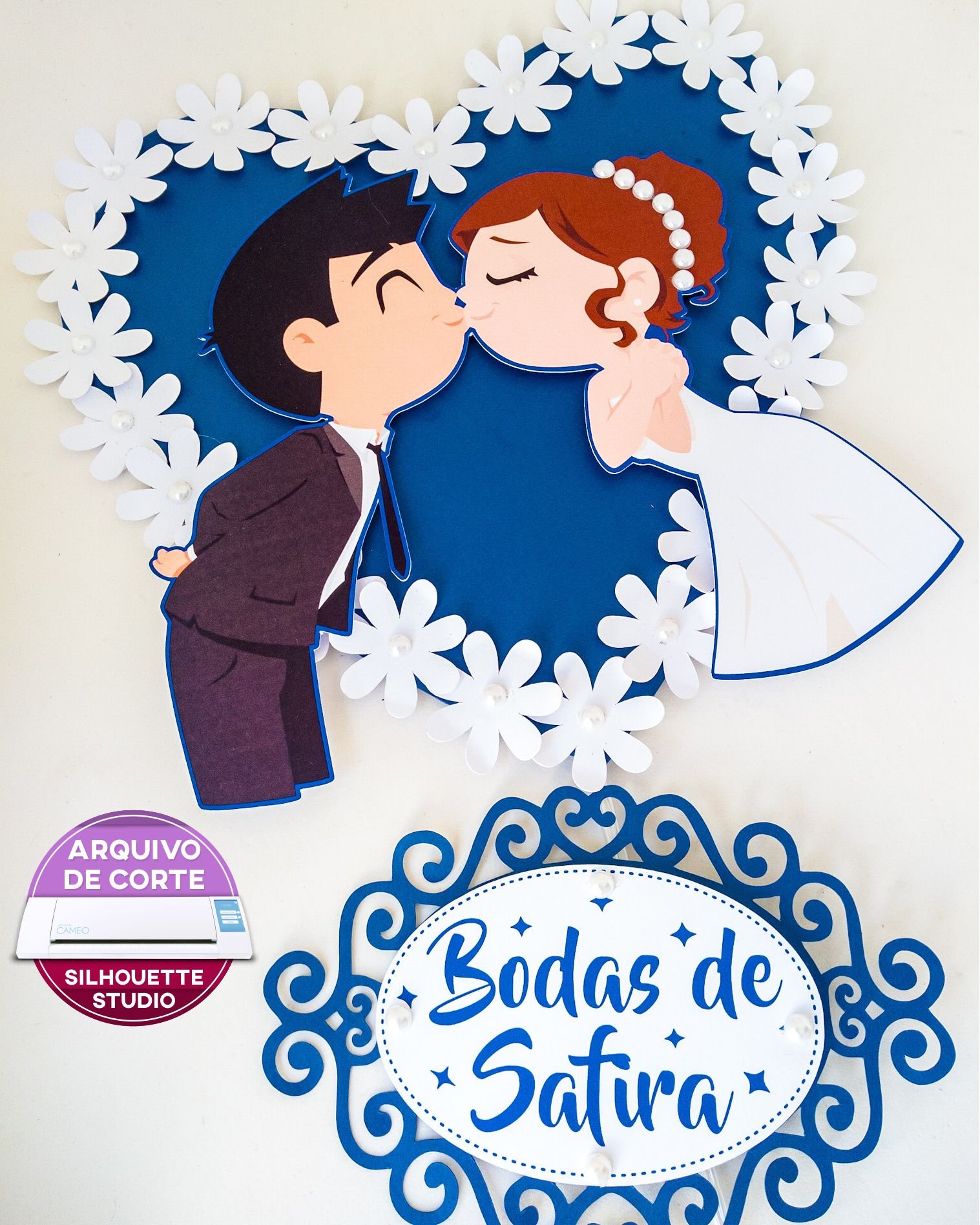 Bodas de Safira Arquivo Topo de Bolo Bodas de Safira - Imagem 1