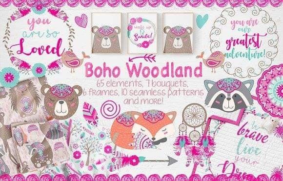 Boho Woodland Set Kit Digital Boho Bosque - Imagem 1