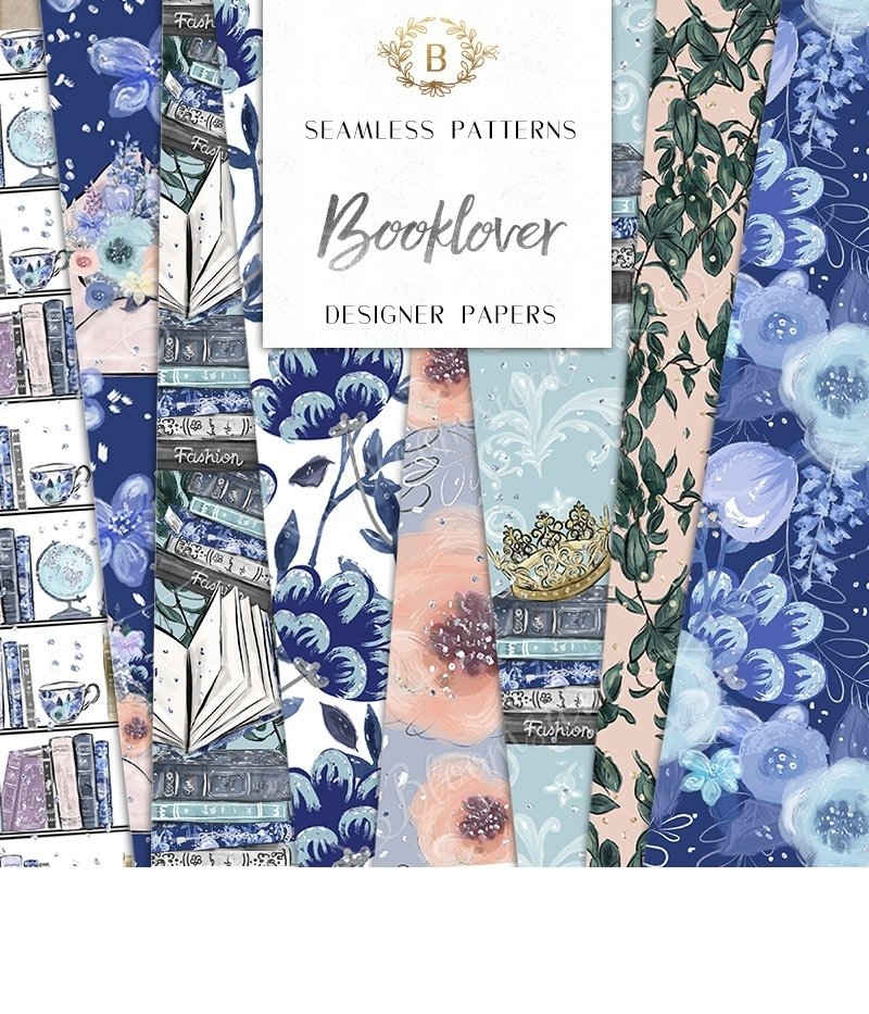 Boooklover pp Kit Digital Papeis Amante de Livros - Imagem 1