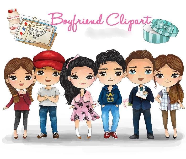 Boyfriend Clipart Kit Digital Namorados Clipart - Imagem 1