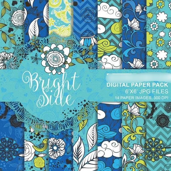 Bright Side Arquivo Kit Digital Papéis florais - Imagem 1