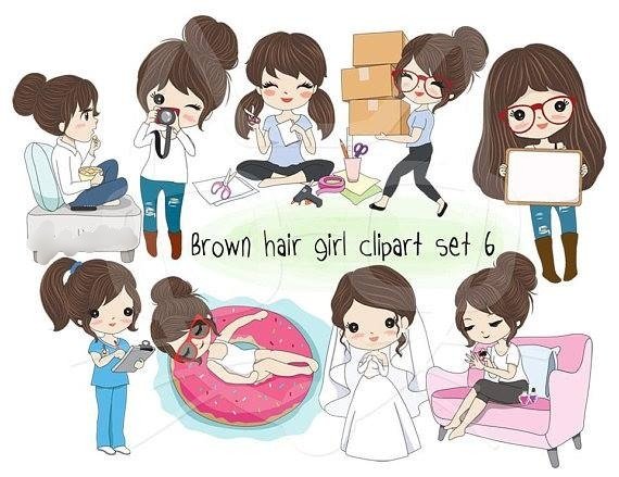 Brownhair_set6 Kit Digital Menina Utilidade - Imagem 1