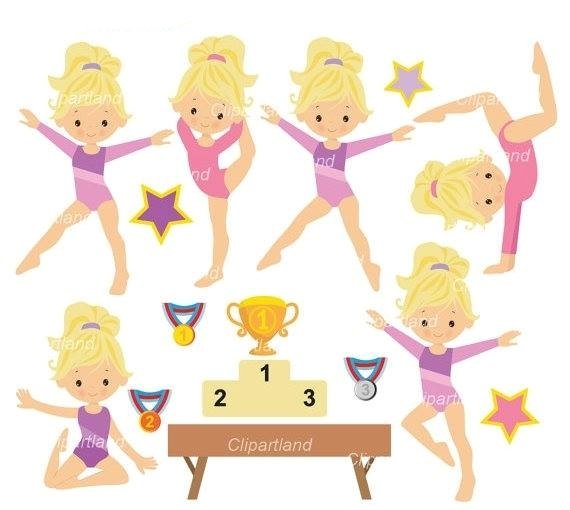 CGYM_16_gymnastics Kit Digital Ginastica Meninas de Cabelo Loiro - Imagem 1