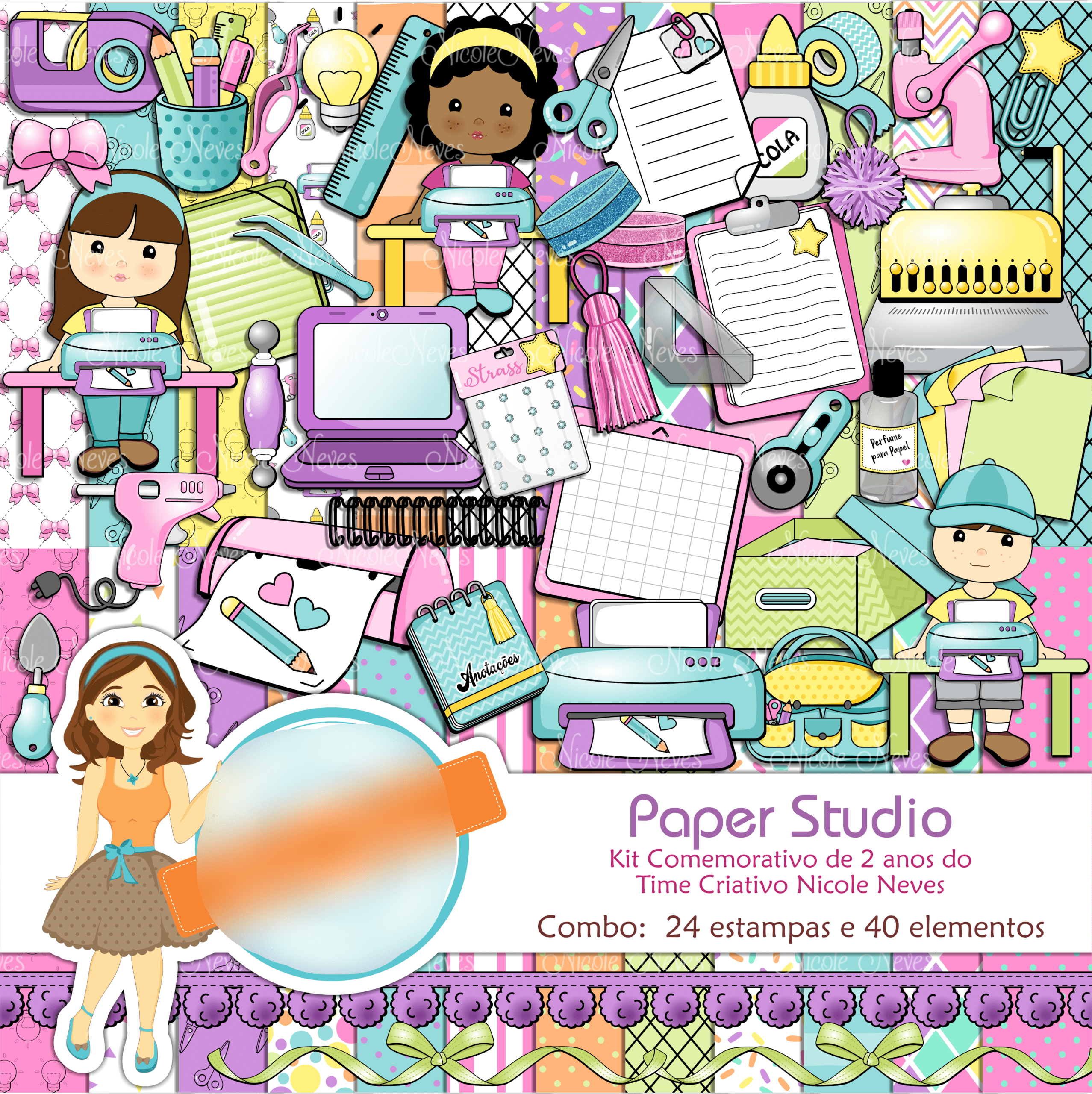 COMBO 02 ANOS CT_KDNN Kit Digital Papeis Escritorio - Imagem 1