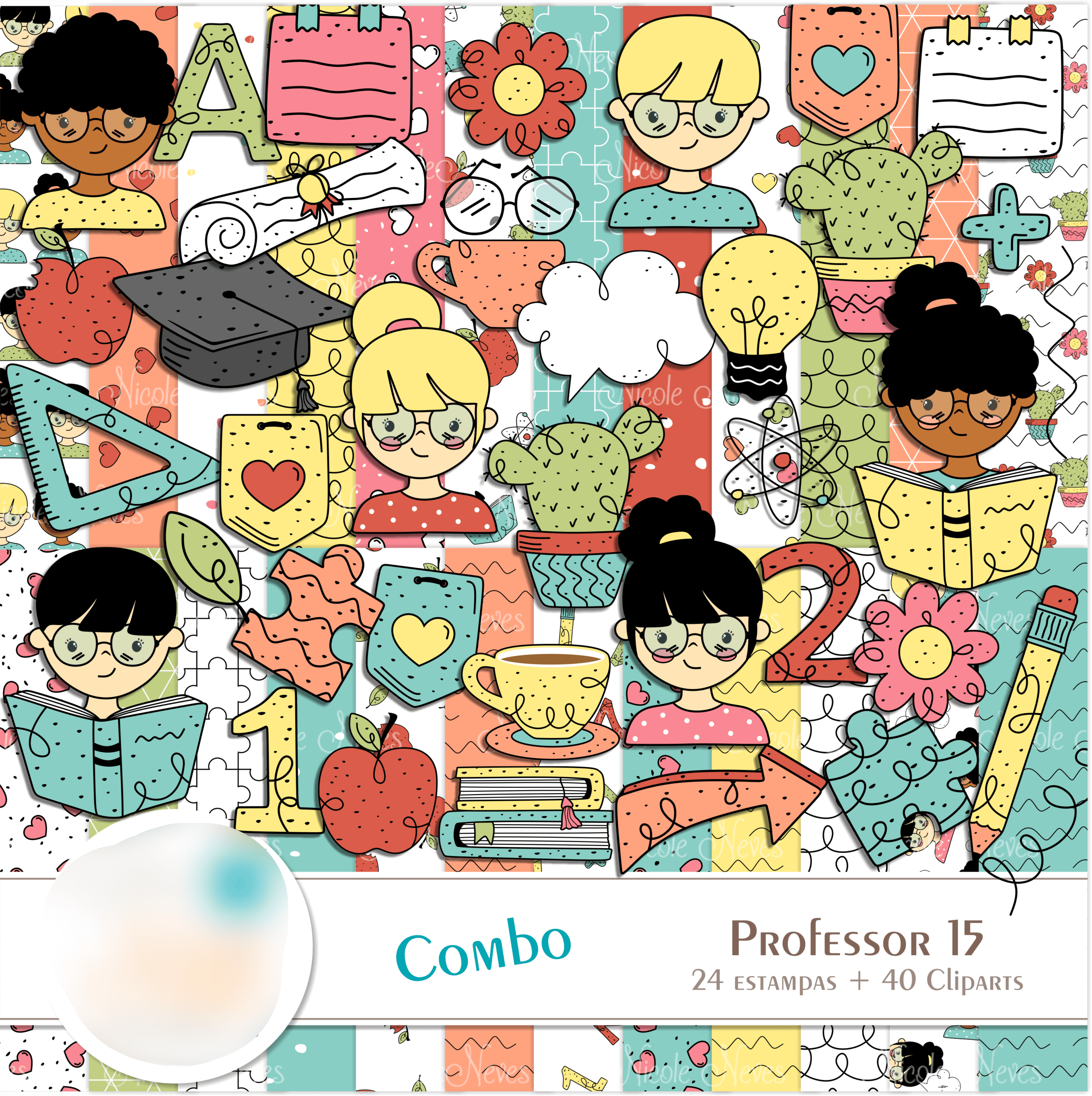 COMBO_Professor21_NN Kit Digital Papeis Professor - Imagem 1